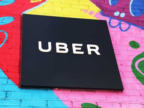 Uber sign is seen on the outside of their Greenlight Hub in the Brooklyn borough of New York, US