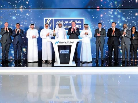 Hesham Abdulla Al Qassim, vice-chairman and managing director of Emirates NBD, rang the market-opening bell yesterday on the Nasdaq Dubai to celebrate the listing of a $1 billion conventional bond. The bank has of late driven gains on the DFM.