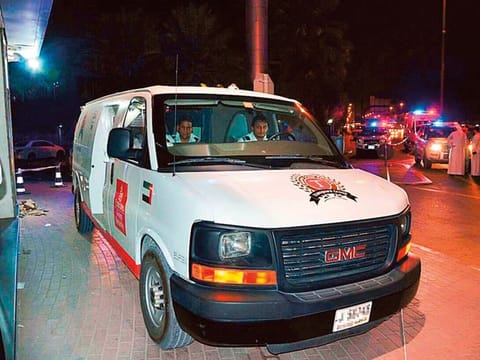 One of the security vans attacked by the armed robbers in Sharjah.