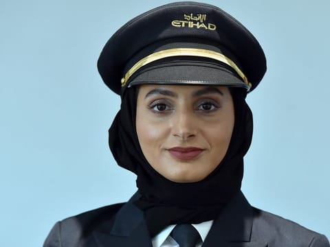 Aisha Al Mansouri (UAE) Senior First Officer of Etihad airways. 