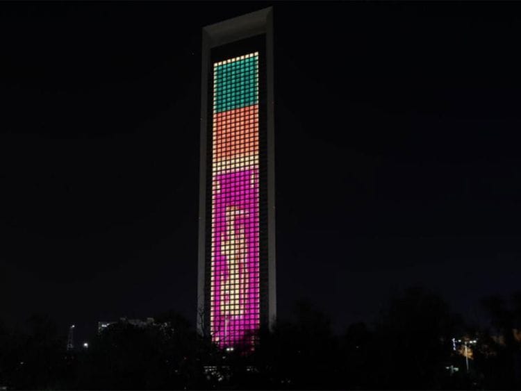 Adnoc building with Sri Lanka colours