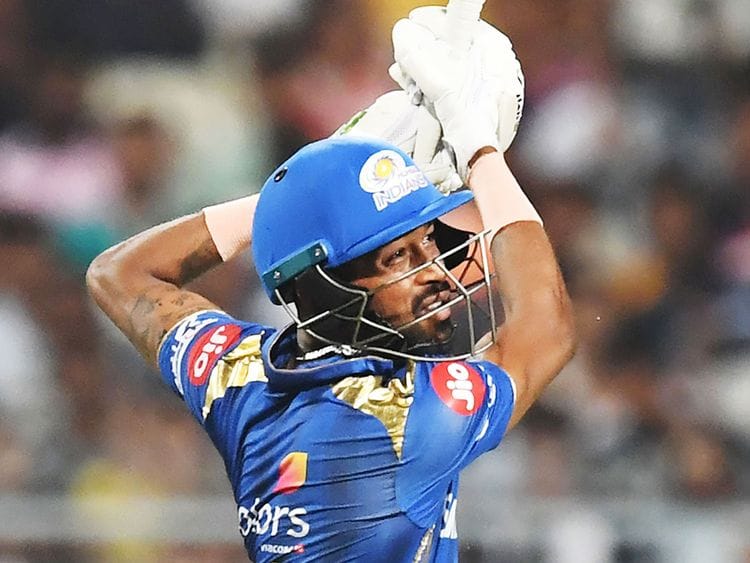 Mumbai Indians' Hardik Pandya plays a shot