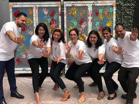 People were invited to put their colourful fingerprints on Ramadan Fridges in Business Bay
