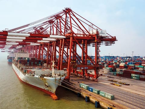 A container ship Guangzhou, China. The dip in smartphone shipments continues an ongoing trend for the sector, which in recent years has faced challenges ranging from the global chip shortage, the economic impact of China's zero-COVID policy, and lengthening upgrade cycles from consumers.