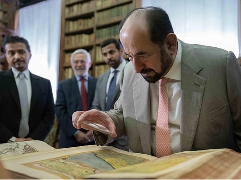 His Highness Dr Shaikh Sultan Bin Mohammad Al Qasimi, Member of the Supreme Council and Ruler of Sharjah, at museum in Turin.