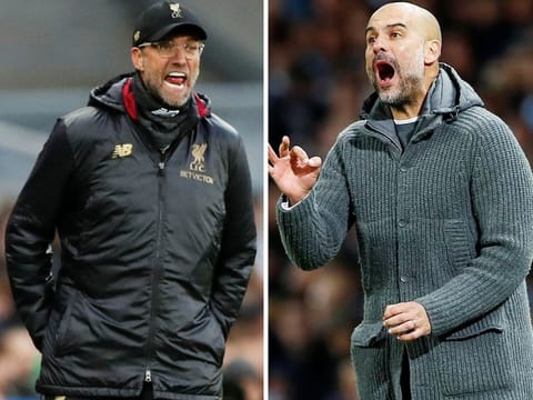 Liverpool manager Juergen Klopp and Manchester City manager Pep Guardiola. 