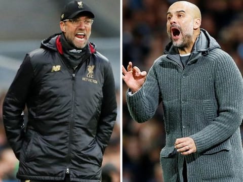 Liverpool manager Juergen Klopp and Manchester City manager Pep Guardiola. 