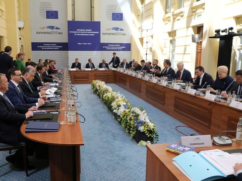 A general view shows the informal meeting of European Union leaders in Sibiu, Romania, May 9, 2019.