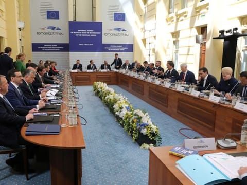 A general view shows the informal meeting of European Union leaders in Sibiu, Romania, May 9, 2019.