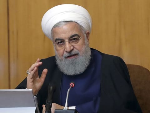 Iran President Hassan Rouhani speaks in a cabinet meeting in Tehran, Iran, Wednesday, May 8, 2019.