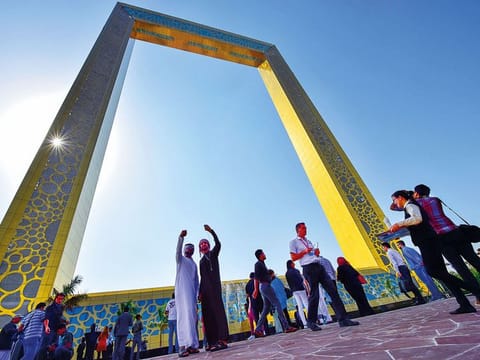 Visitors at the Dubai Frame.