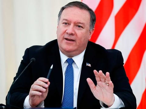 US Secretary of State Mike Pompeo speaks at a joint press conference with Russian Foreign Minister following their talks in Sochi on May 14, 2019. 