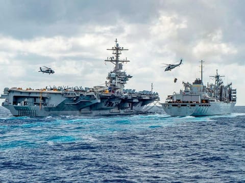 Washington currently has more than a dozen warships in the Middle East: one aircraft carrier - the USS Abraham Lincoln - nine destroyers and three other combat ships.