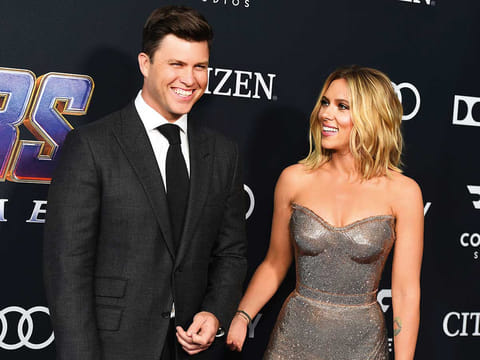 Colin Jost and Scarlett Johansson at the ‘Avengers: Endgame’ premiere.