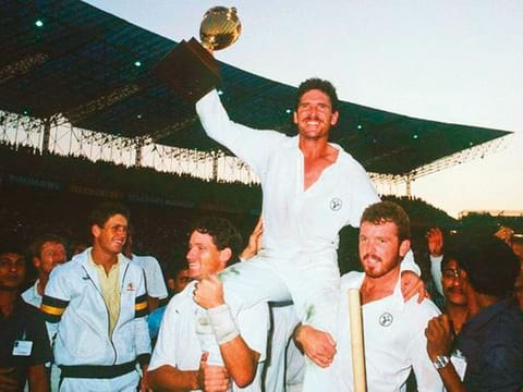 Allan Border became the first Australian captain to lift the trophy.