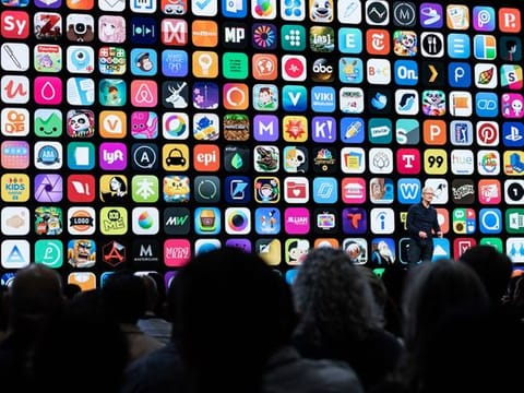 Chief executive Tim Cook speaks at Apple's annual World Wide Developers Conference in San Jose, Calif., June 4, 2018. 