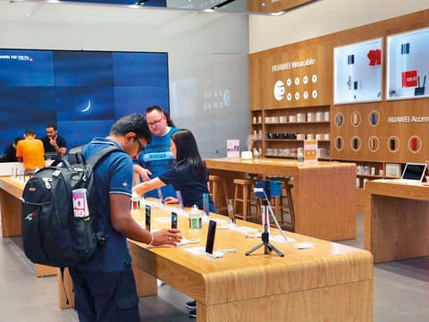The Huawei store in Dubai Mall. The current crisis being faced by Huawei may affect future models, retailers said.
