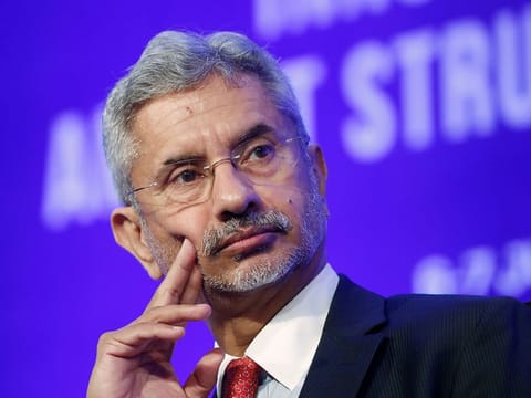India's Foreign Minister Subrahmanyam  Jaishankar listens to a speaker as he attends 'The Growth Net' summit in New Delhi, India.