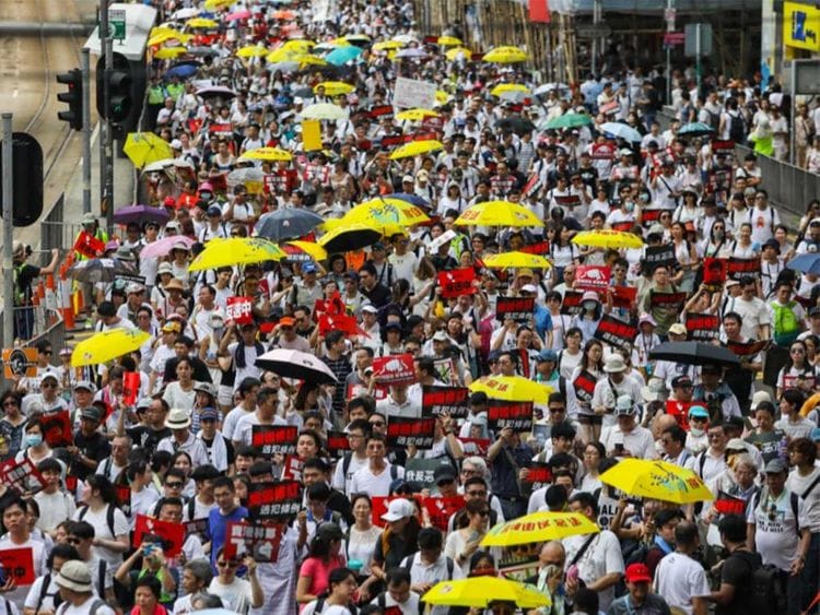 Hong Kong protesters on Sunday organised the biggest rally