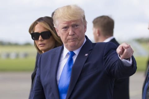 President Donald Trump and First Lady Melania Trump arrive at the Shannon Airport in Ireland on June 6, 2019.