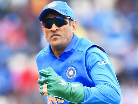  Mahendra Singh Dhoni during the 2019 ICC World Cup, the last event where he turned out in India colours.