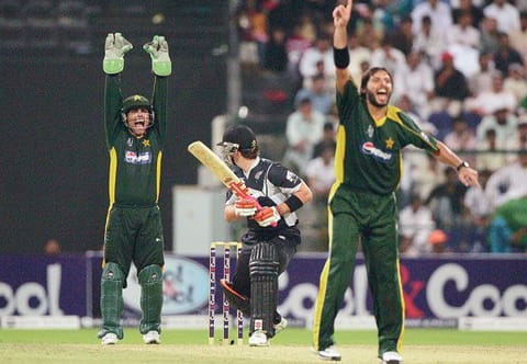 Pakistan team, seen in action against New Zealand in Abu Dhabi last month, will be back to get some valuable match practice before their title defence in Twenty-20 World Cup. 
