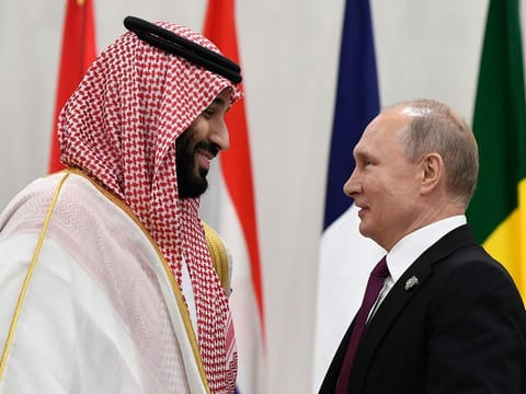 File picture: Saudi Arabia's Crown Prince Mohammed Bin Salman, left, talks with Russian President Vladimir Putin.