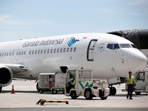  A plane belonging to Garuda Indonesia is seen on the tarmac of Terminal 3, SoekarnoÐHatta International Airport near Jakarta, Indonesia April 28, 2017. 