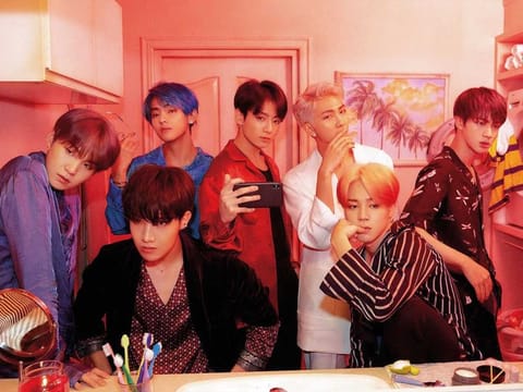 K-pop band BTS members: Suga, V, J-Hope, Jungkook, Rm, Jimin and Jin.