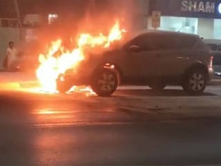 Watch: Car bursts into flames in Sharjah