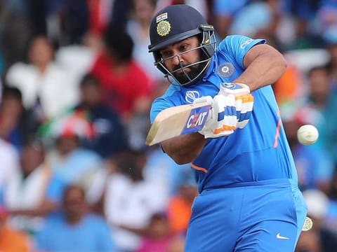 India's Rohit Sharma bats during the World Cup match against Sri Lanka at Headingley in Leeds, on July 6, 2019. 