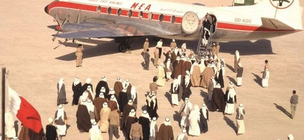 Old photo of passengers at Dubai airport