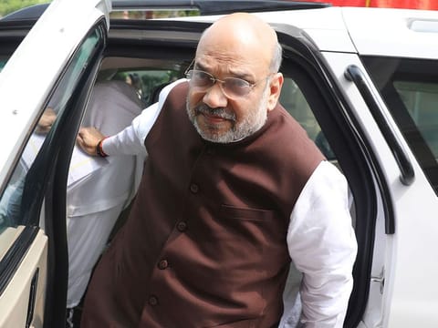 Indian Home Minister Amit Shah arrives at the Parliament in New Delhi, on August 5, 2019.  
