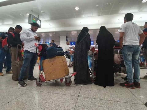 Passengers in Dubai Airport on Thursday 