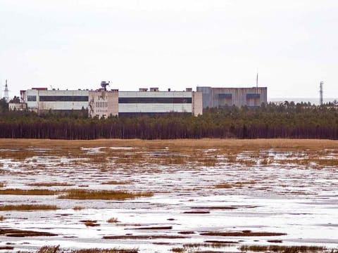 A picture taken on November 9, 2011 shows buildings at a military base in the small town of Nyonoska in Arkhangelsk region. Five scientists were killed on August 8, 2019 in an explosion at a military base used for missile tests in the far north of Russia, the defence ministry said in a statement to news agencies.  