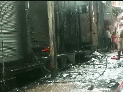The blaze was reported at a garment shop in lane number 2 of the Gandhi Nagar market.