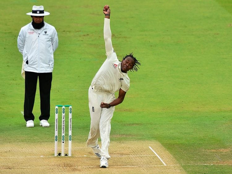 England's Jofra Archer bowls