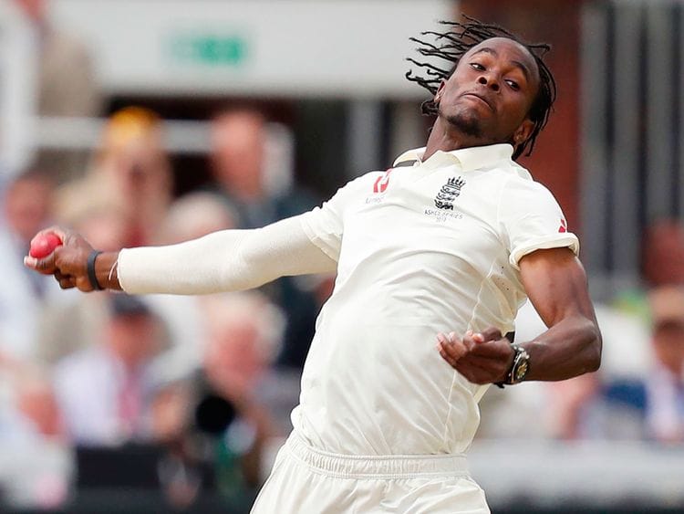 England's Jofra Archer bowls