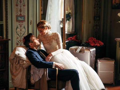 Henry Czerny and Samara Weaving in ‘Ready or Not’.