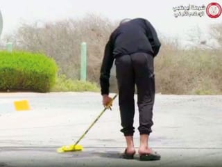 Reckless driver made to clean Abu Dhabi street
