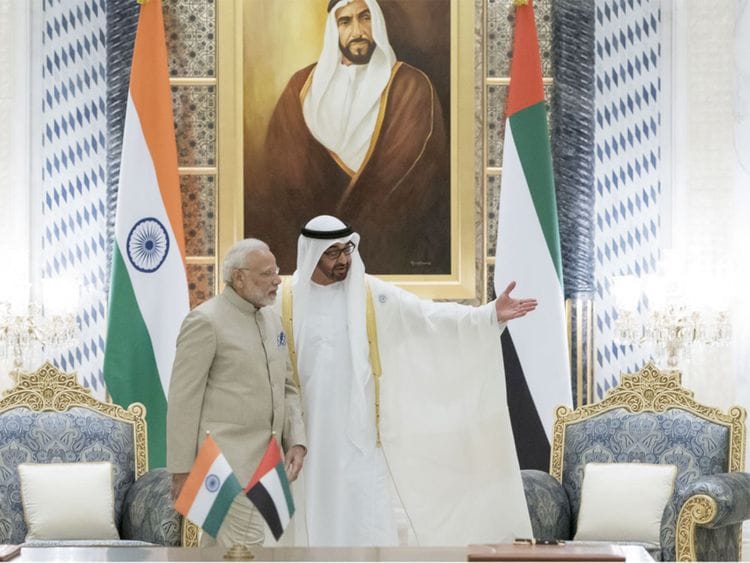 Shaikh Mohammad Bin Zayed Al Nahyan with Narendra Modi
