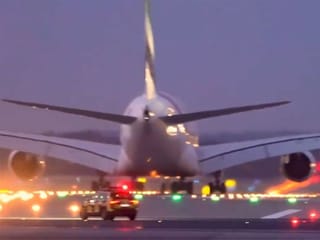 Video: Car chases Emirates A380 during take off