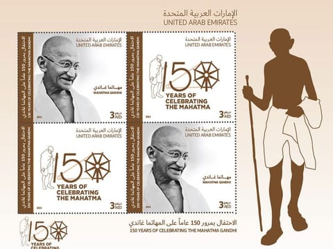 Commemorative postage stamps highlighting Mahatama Gandhi's life have been launched in Dubai.