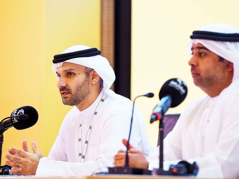 From left: Bin Nassar and Al Jarwan at the press conference in Sharjah