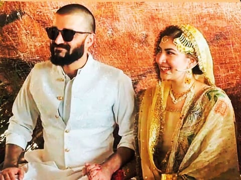 Hamza Ali Abbasi and Naimal Khawar tied the knot on Sunday in Islamabad.