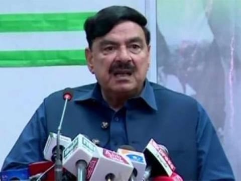 A screengrab from a video showing Pakistan’s Minister for Railways Sheikh Rashid