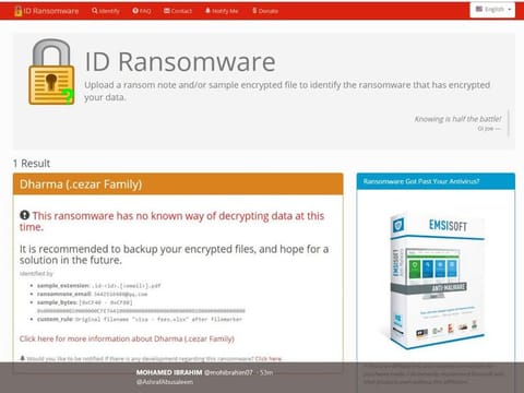 A screen shot of the infected computer systems of the Dubai Silicon Oasis company.