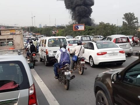 Fire breaks out at a godown in Punjabi Bagh