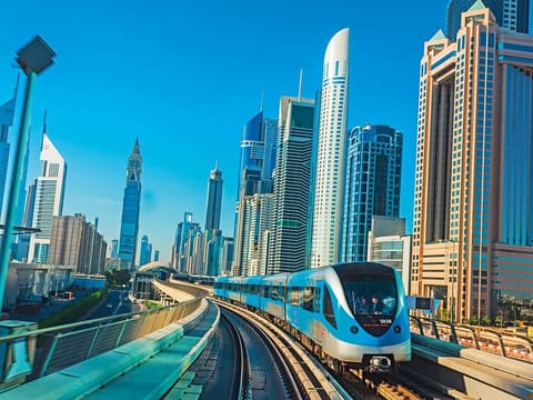 The Dubai Metro on Shaikh Zayed road.