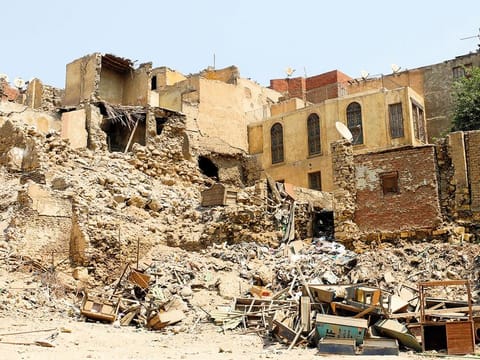 Wreckage of old houses in the Darb Al Labbana hillside neighbourhood in Cairo.